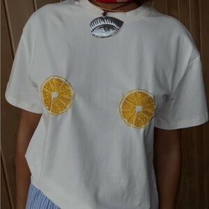 NWT • Never fully dressed beaded orange tshirt